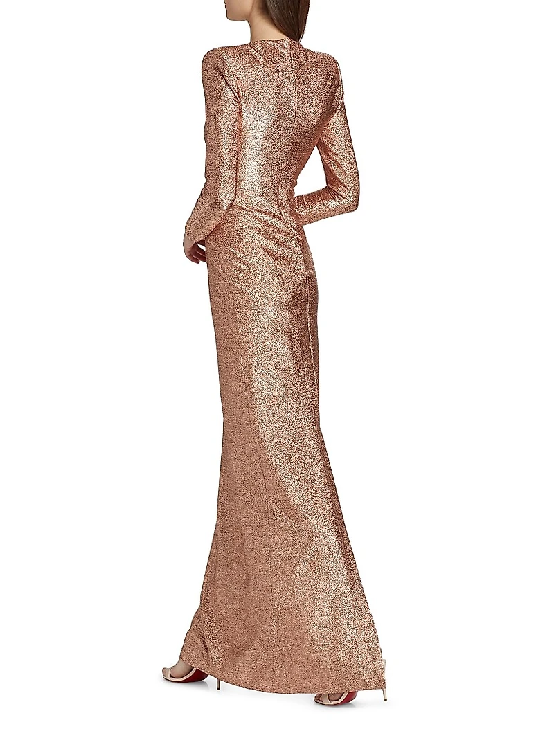 Metallic Lamé Column Gown