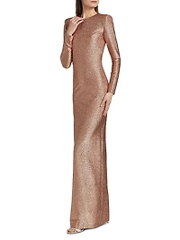 Metallic Lamé Column Gown