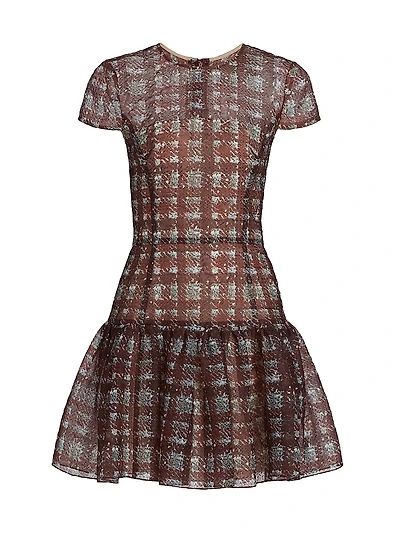 Textured Plaid Flared Minidress