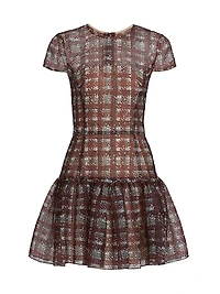 Textured Plaid Flared Minidress