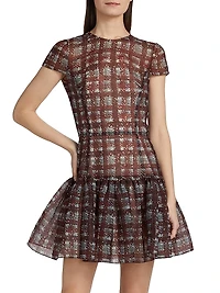 Textured Plaid Flared Minidress