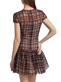Textured Plaid Flared Minidress