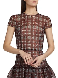 Textured Plaid Flared Minidress