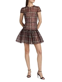 Textured Plaid Flared Minidress