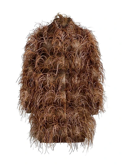 Plaid Feathered Coat