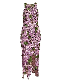 Floral Bead-Embroidered Tulle Cocktail Dress