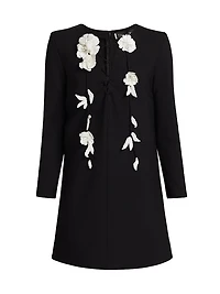 Floral-Embroidered Lace-Up Day Minidress