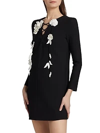 Floral-Embroidered Lace-Up Day Minidress