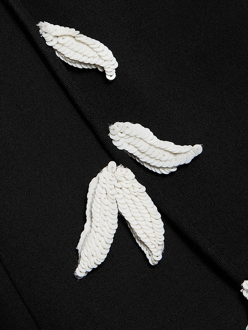 Floral-Embroidered Lace-Up Day Minidress