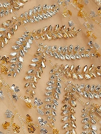 Illusion Fern Embroidered Cocktail Dress