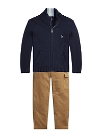 Little Boy's & Knit Zip Sweater