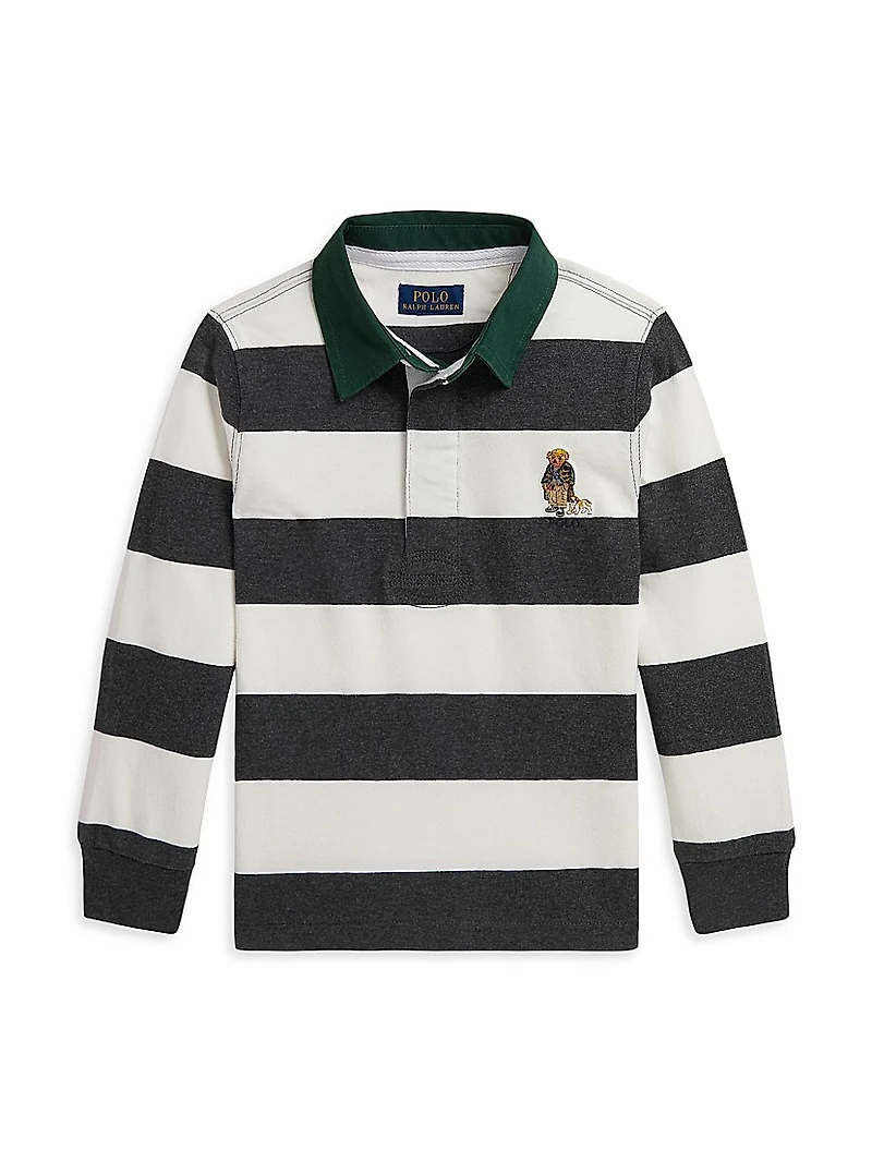 Little Boy's & Polo Bear Cotton Rugby Shirt