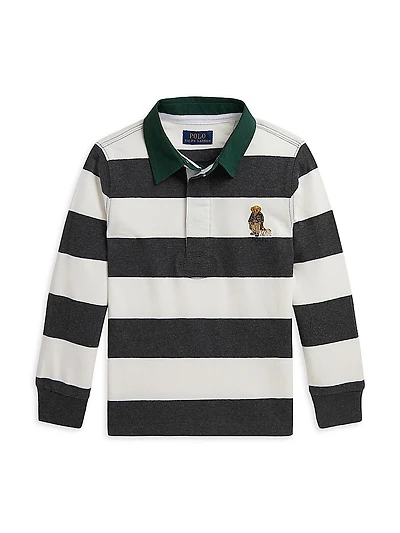 Little Boy's & Polo Bear Cotton Rugby Shirt