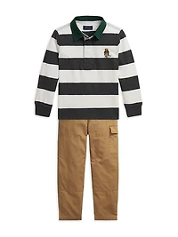 Little Boy's & Polo Bear Cotton Rugby Shirt