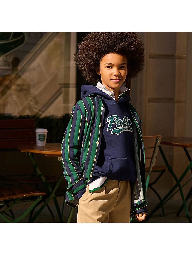 Little Boy's & Logo Cotton-Blend Fleece Hoodie