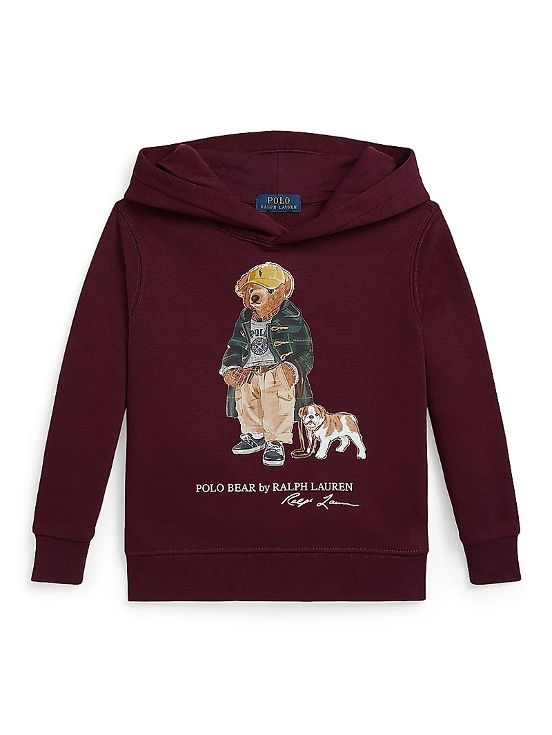 Little Boy's & Polo Bear Logo Double-Knit Hoodie