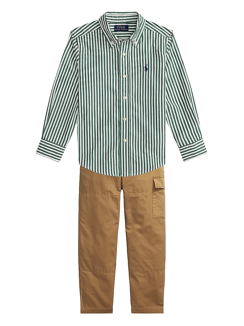 Little Boy's & Striped Poplin Button-Up Shirt