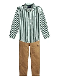 Little Boy's & Striped Poplin Button-Up Shirt