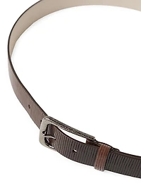 Carved Leather Belt with Shimmering Buckle