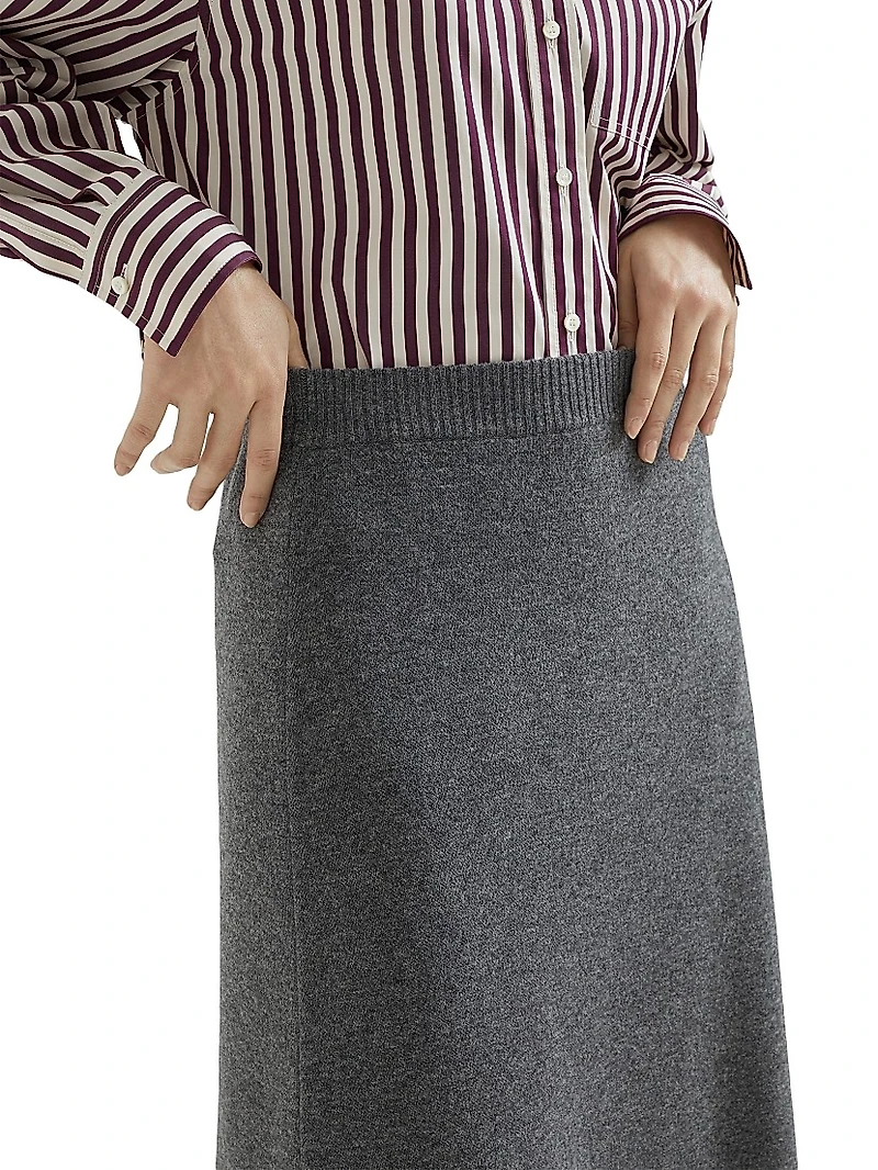 Cashmere Double Knit Midi Skirt