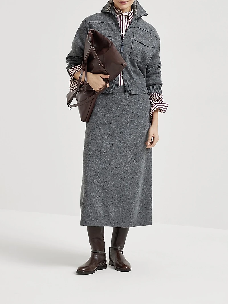 Cashmere Double Knit Midi Skirt