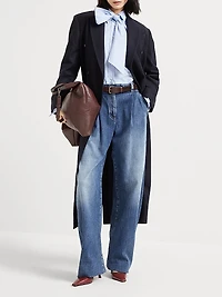 Lightweight Wool Cloth Coat with Monili