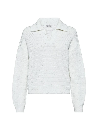 Textured Half English Rib Knit Polo Shirt