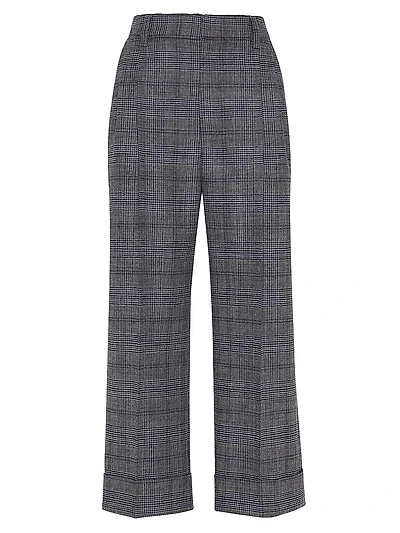 Virgin Wool Prince of Wales Cropped Sartorial Trousers