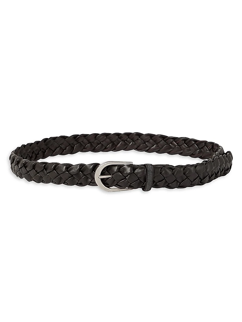 Braided Nappa Leather Belt with Monili