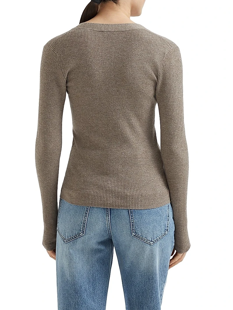 Sparkling Cashmere Lightweight Rib Cardigan
