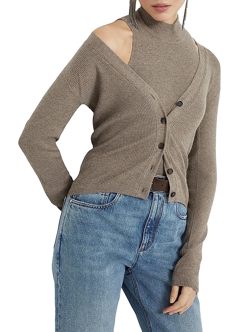 Sparkling Cashmere Lightweight Rib Cardigan