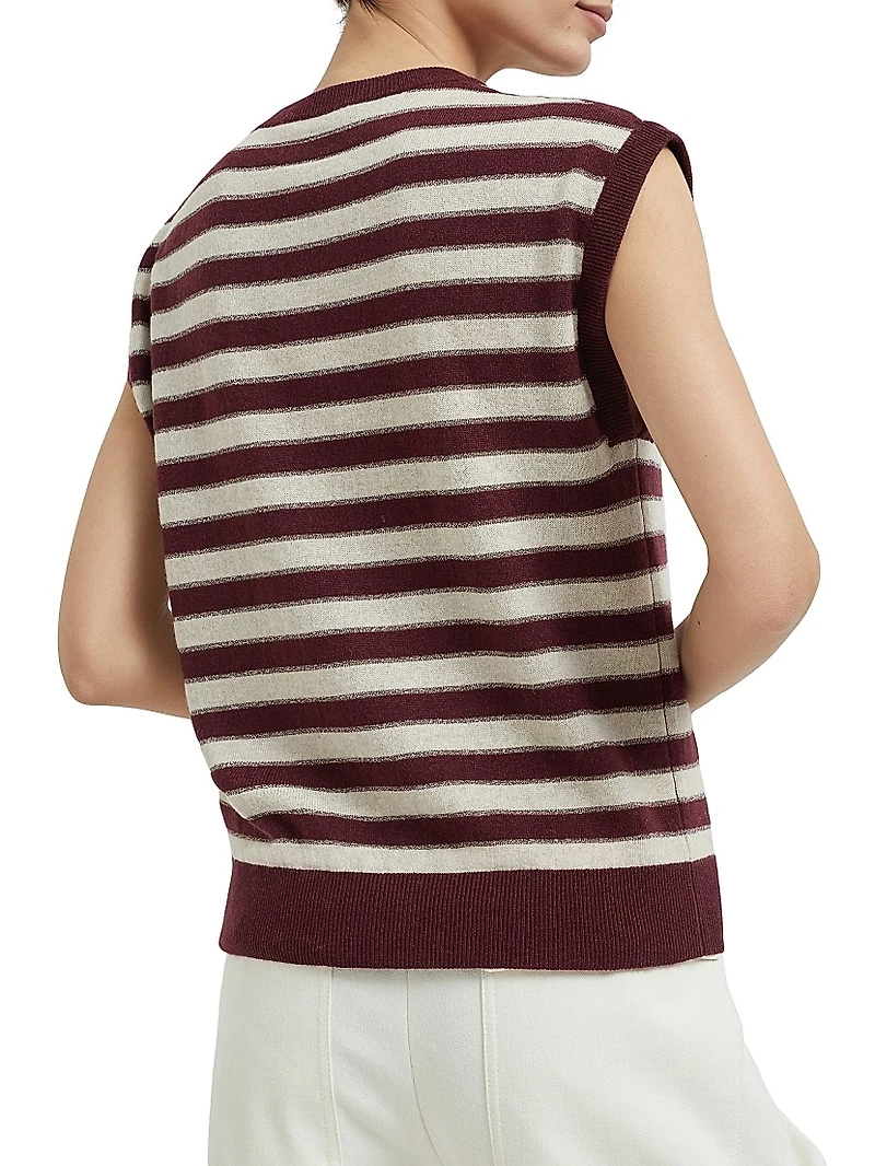 Cashmere Sweater Vest with Sparkling Stripes