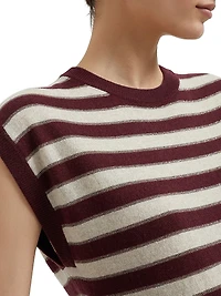 Cashmere Sweater Vest with Sparkling Stripes