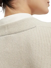 Cashmere English Rib Cardigan with Detachable Blouse