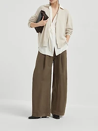 Cashmere English Rib Cardigan with Detachable Blouse
