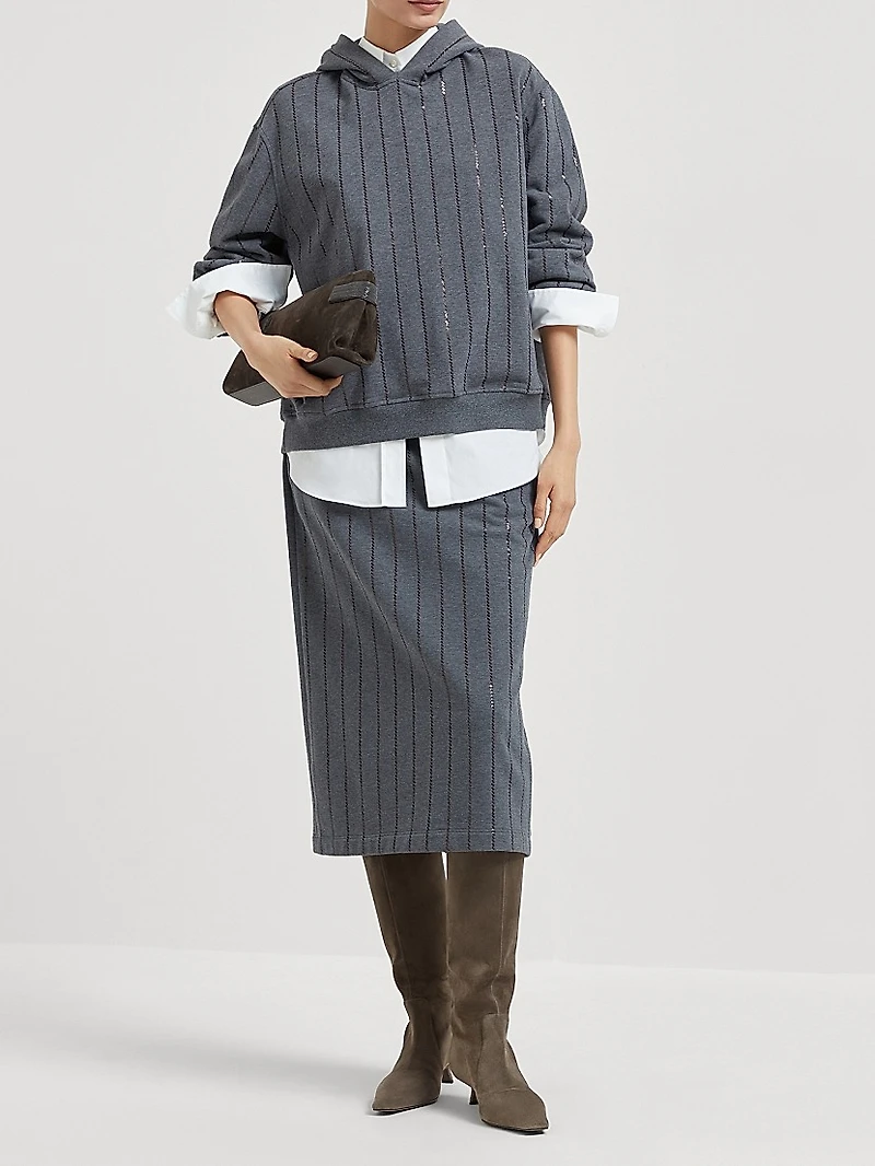 Cotton Smooth French Terry Midi Skirt