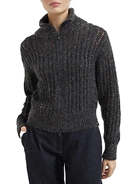 Soft Wool Cashmere and Mohair Dazzling Rib Cardigan