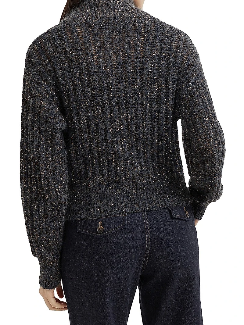 Soft Wool Cashmere and Mohair Dazzling Rib Cardigan