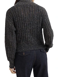 Soft Wool Cashmere and Mohair Dazzling Rib Cardigan