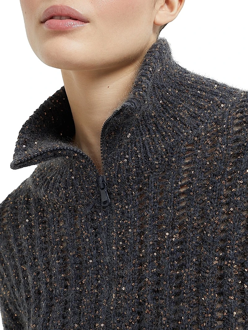 Soft Wool Cashmere and Mohair Dazzling Rib Cardigan