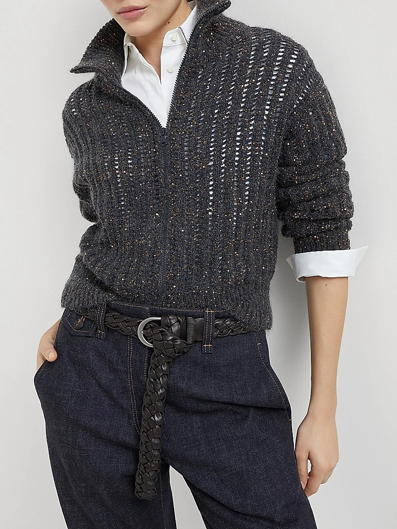Soft Wool Cashmere and Mohair Dazzling Rib Cardigan