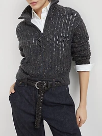 Soft Wool Cashmere and Mohair Dazzling Rib Cardigan