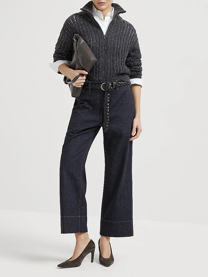 Soft Wool Cashmere and Mohair Dazzling Rib Cardigan