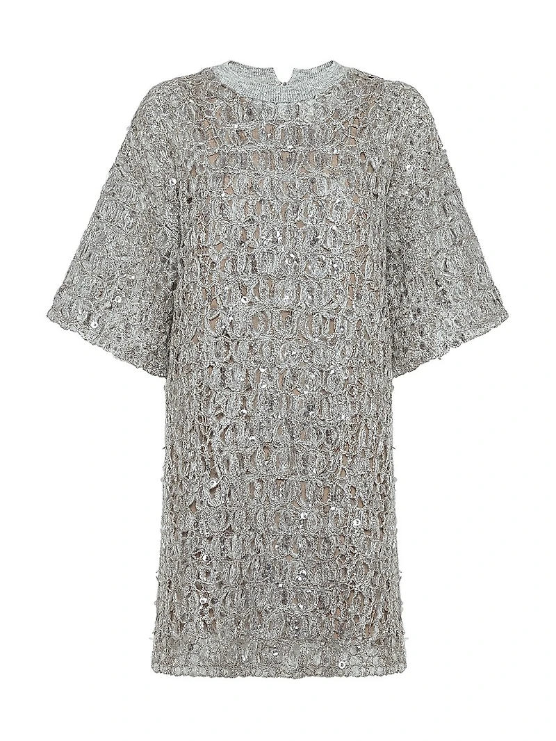 Dazzling Croc Embroidery Mini Knit T-Shirt Dress