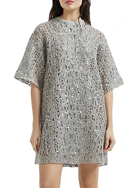 Dazzling Croc Embroidery Mini Knit T-Shirt Dress