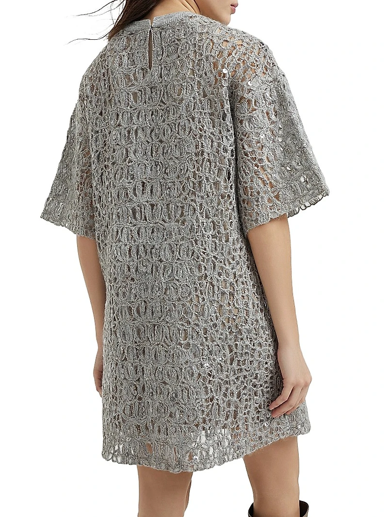 Dazzling Croc Embroidery Mini Knit T-Shirt Dress