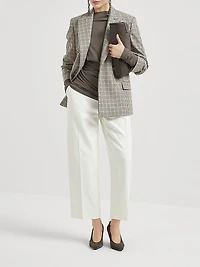 Techno Wool Jersey Long Sleeve Ruched T-Shirt with Shiny Detail