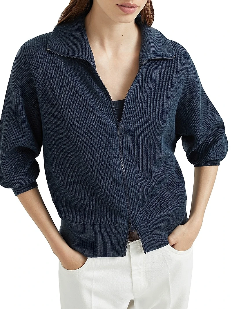 Sparkling Cotton Vanisé English Rib Cardigan