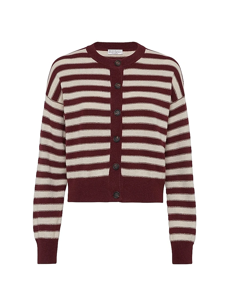 Cashmere Cardigan with Sparkling Stripes