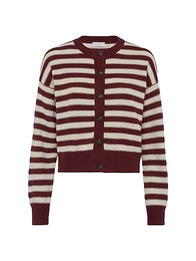 Cashmere Cardigan with Sparkling Stripes